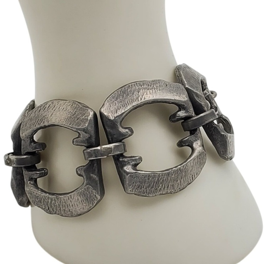 Modernist‎ Pewter Link Bracelet Norway Brutalist Link Vtg 1970s Norway Hillestad